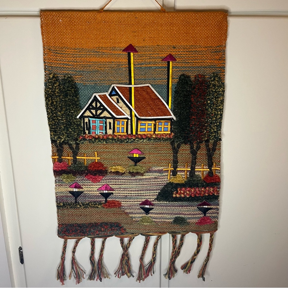 Retro Woven Boho Fringe Textile Wall Tapestry 3D Wall Hanging Woven Wool Indian